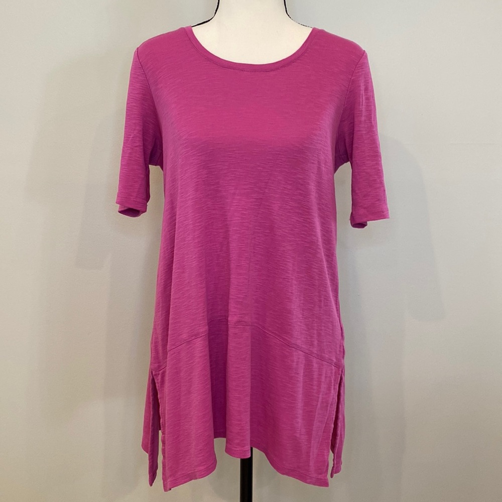 Womens J Jill supima cotton Pima dipped hem tunic pink barbiecore